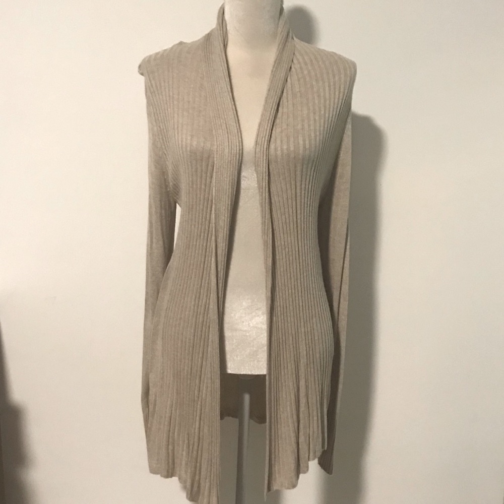 Beige Ribbed Cardigan
